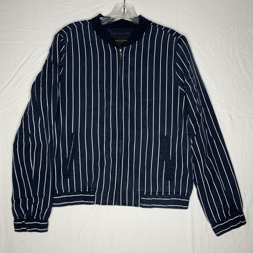 Banana Republic Men's Zip Up Sweater Medium Navy Lightweight